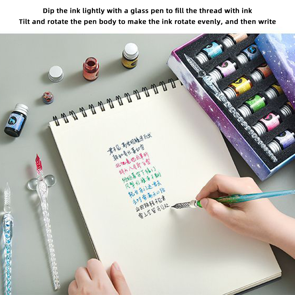 Calligraphy Pen Set - Kalligraphie Glas Dip Pen Tinte Set