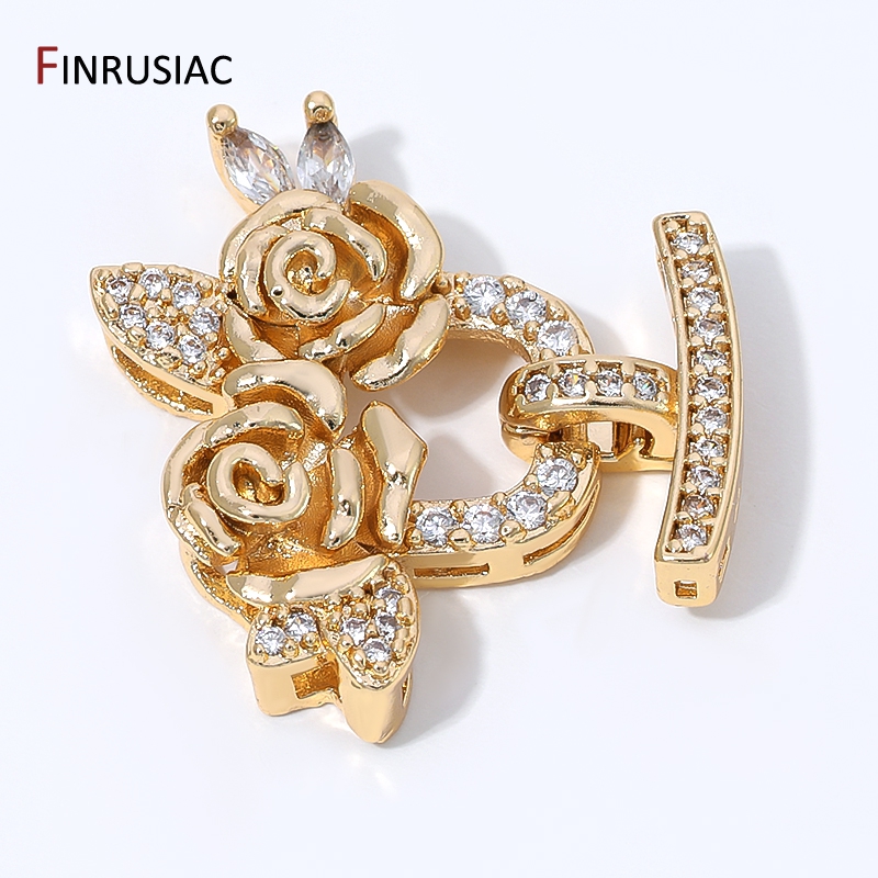 Art Craft Making - 14K vergoldete Messing-Zirkon-Blumen-Perlenverschlüsse, mehrreihige Verschlussklammern für