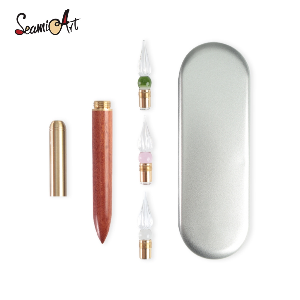 Calligraphy Pen Set - SeamiArt Austauschbare Glaspinsel mit Holzgriff und