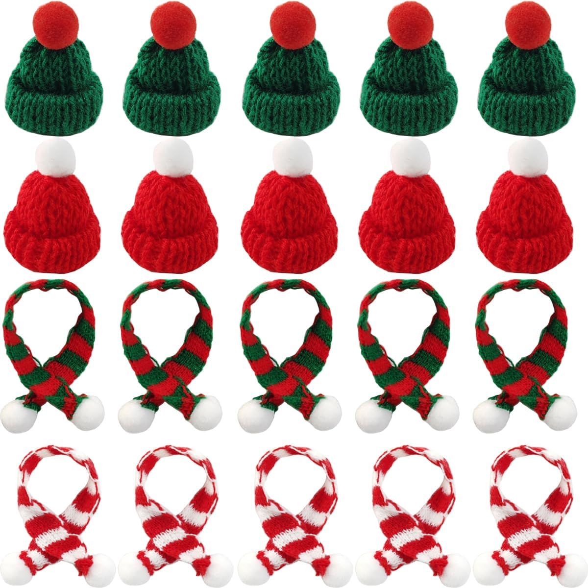 Art Craft Hat - 32PCS Mini Strickmütze Mini Weihnachtsschal Set