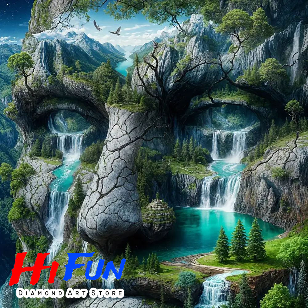 Art Craft Optical - Neues Diamant-Mosaik, surreale Landschaft mit menschlichem