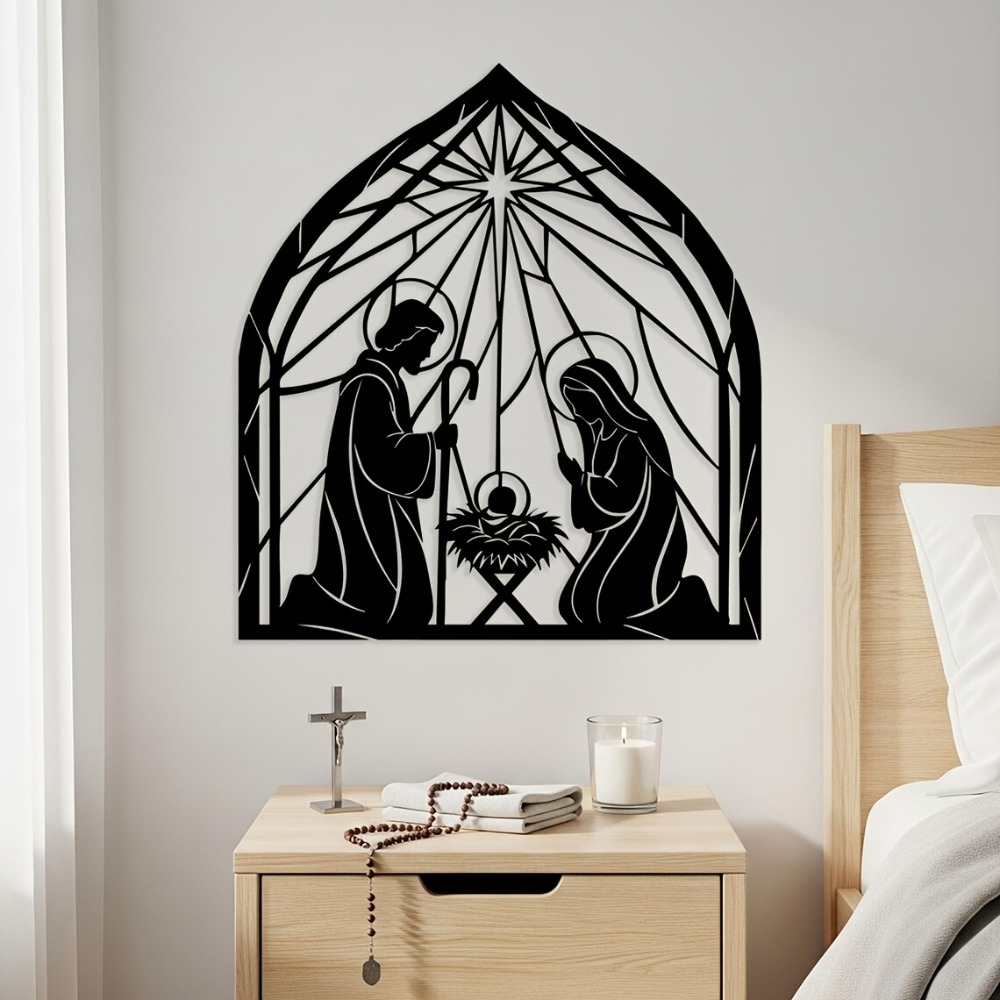 Art & Craft Paper Quilling - CIFBUY Religiöse Jesus-Geburtskrippe Metall-Wandkunst Minimalistische Wohnraumdekoration