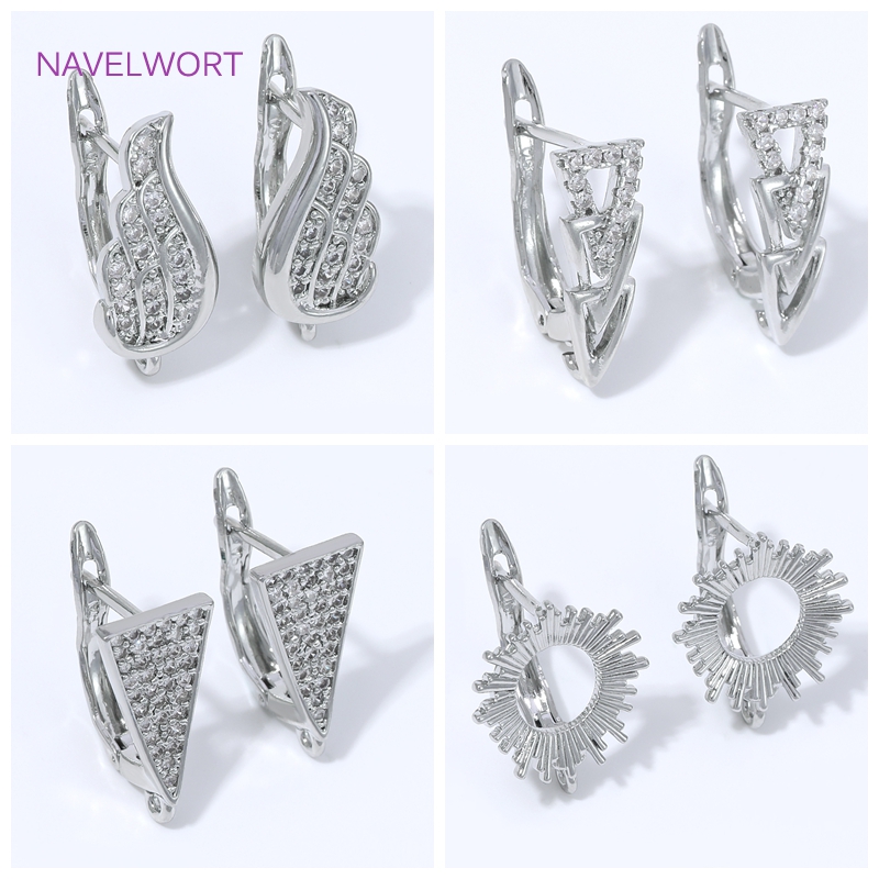 Art Craft Making - 18K vergoldete Ohrringhaken mit Zirkonia-Einlage, Messing-Ohrhaken,