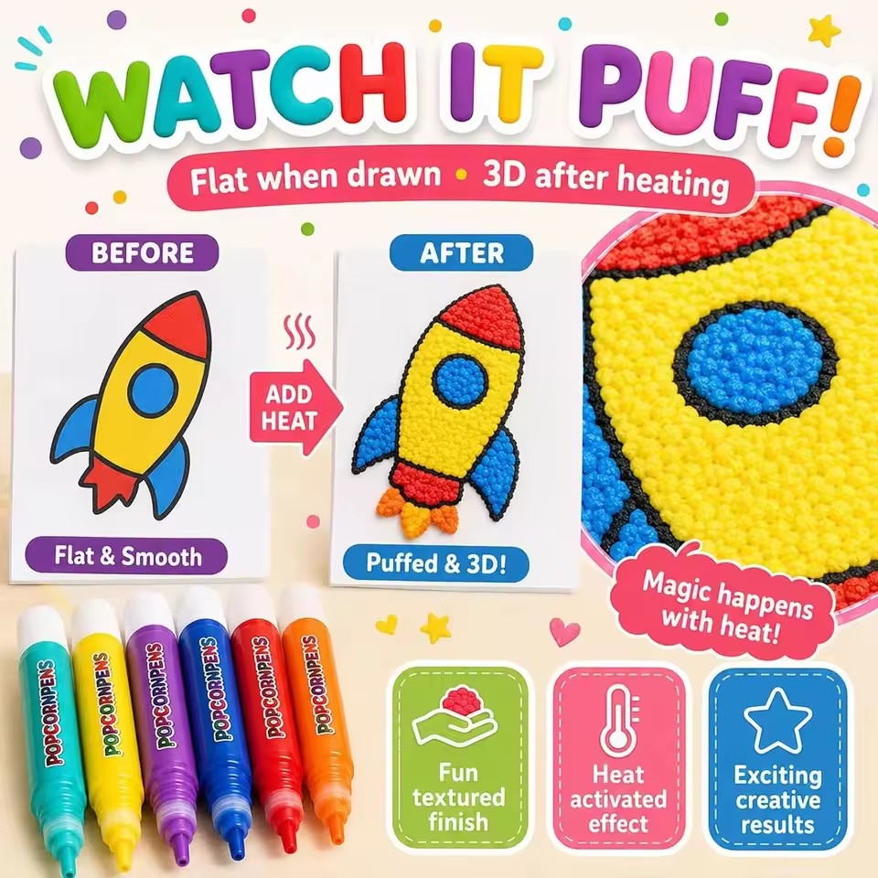 Art Craft Journal - Puffy Popcorn Stift-Set, Glattes, Leicht zu