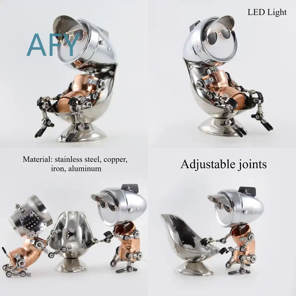 Art Craft Robot - Metall-Punk-Roboter Atmosphärenlampe als Desktop-Dekoration, Industriestil Roboterfigur