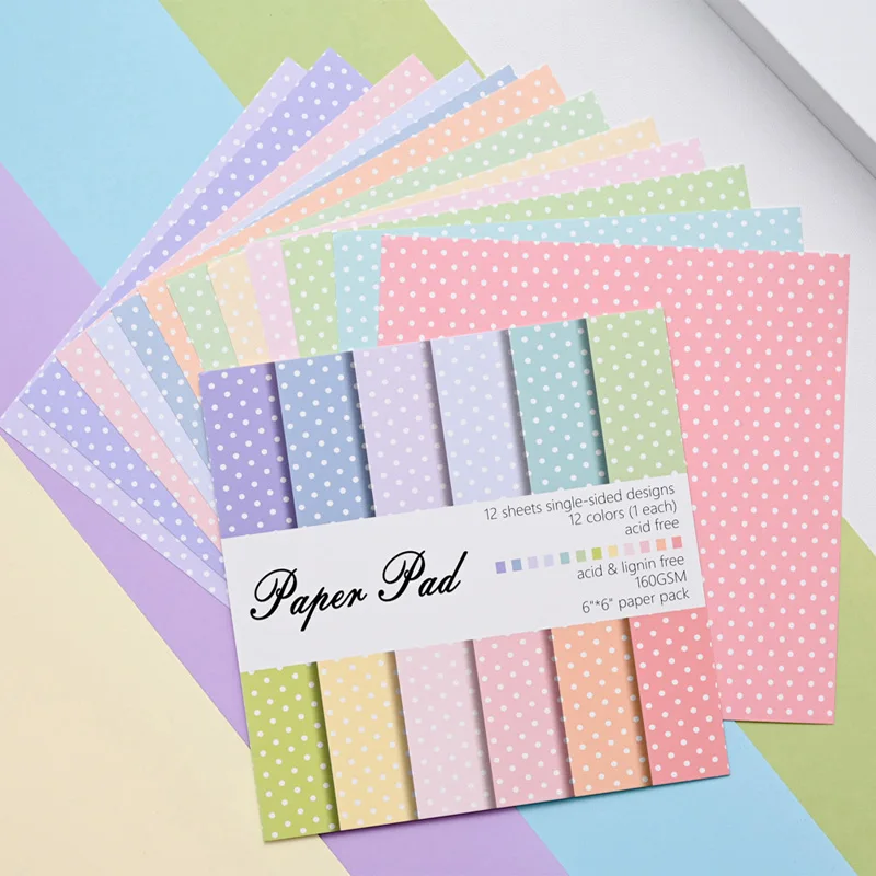 Art Craft Background - 12 Blatt 15x15 cm Punktraster-Muster Bastelpapier