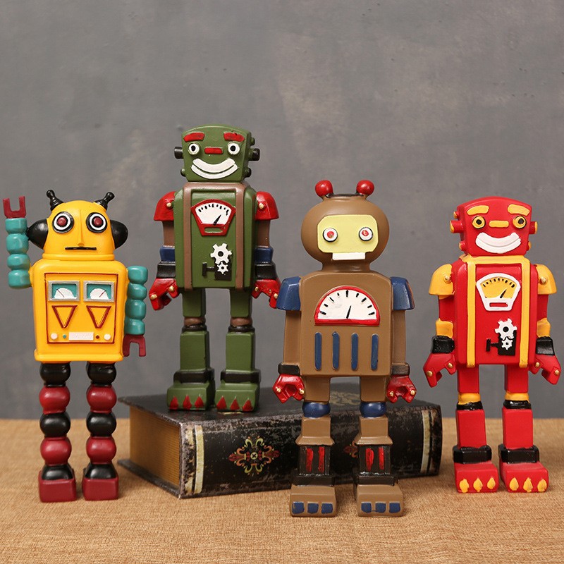 Art Craft Robot - Cartoon-Roboter-Statue Ornamente Handwerk Niedliche Büro-Heilungsdekoration Heim-Fensterdekoration