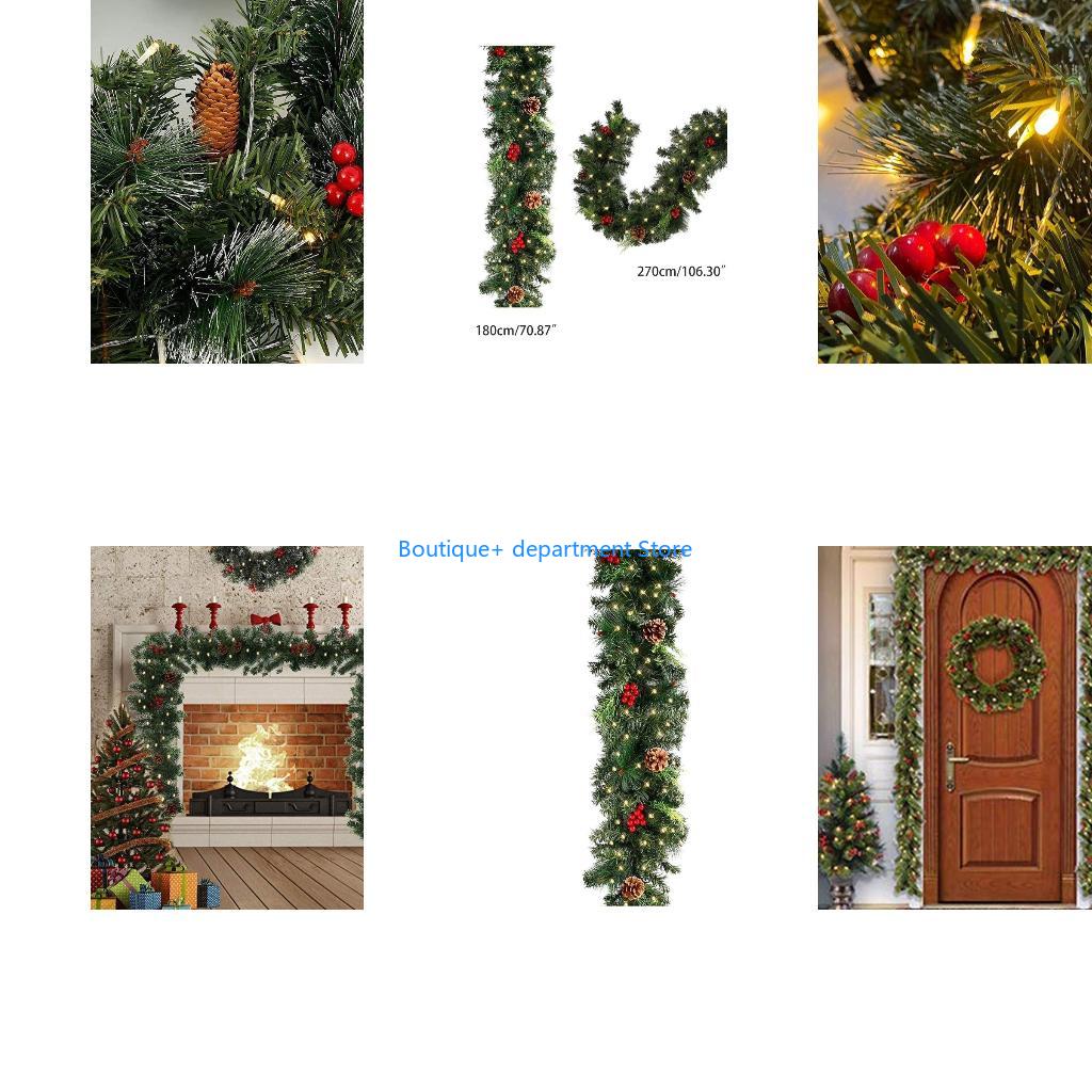 Art Craft Background - E1PD Weihnachtsgirlande, LED-Licht, künstliche Tannennadeln, Beeren,