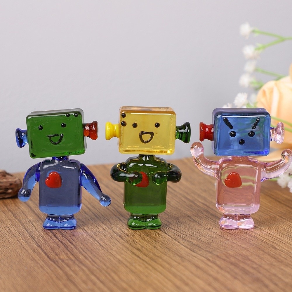 Art Craft Robot - Einzigartige Bunte Gesichtsroboter-Ornamente Transparente Kunsthandwerk Handgefertigte
