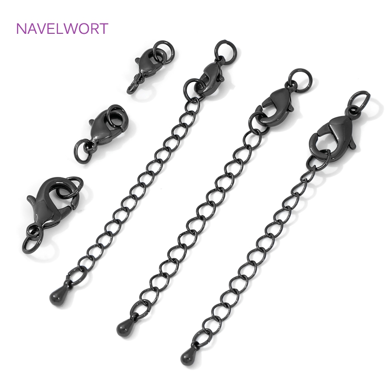 Art Craft Making - Schwarzer Messing-Karabinerverschluss und Verlängerungskette, Verschluss für