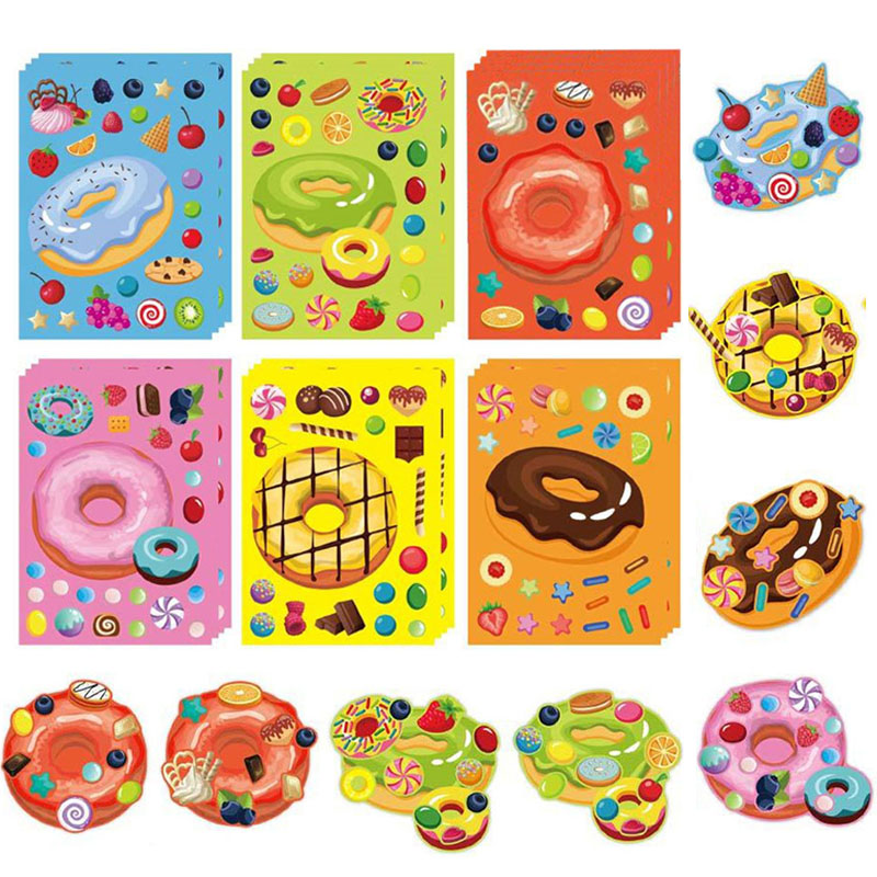 Art Craft 4 Years Old - Machen Sie ein Gesicht. Donut-Aufkleber für