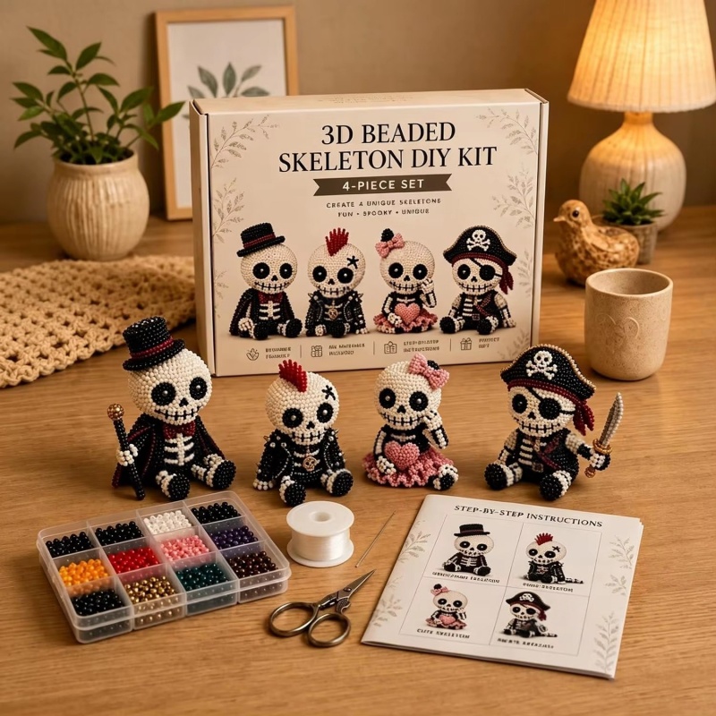 Kreatives 3D-Perlen-Schädel-Ba – Art Craft Holiday Bewertung und Preis